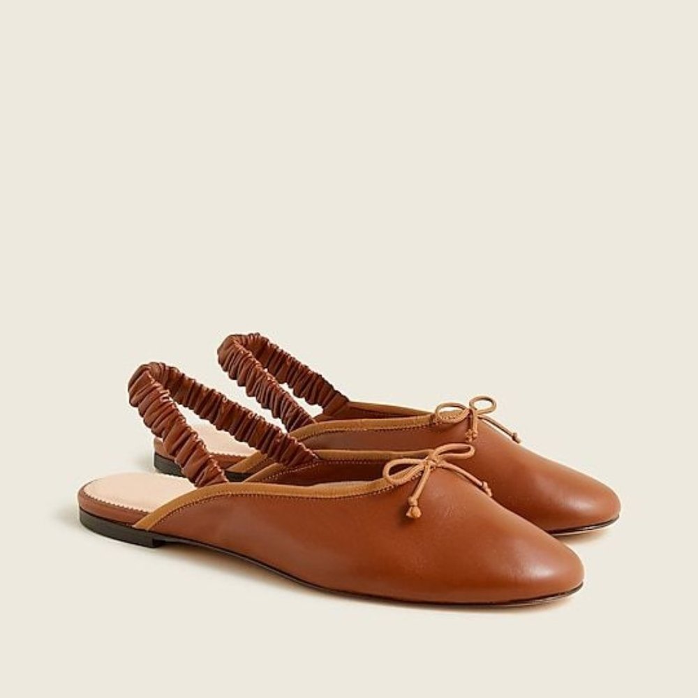 J. Crew Zoe Ballet Slingback Flat in Rich Caramel
